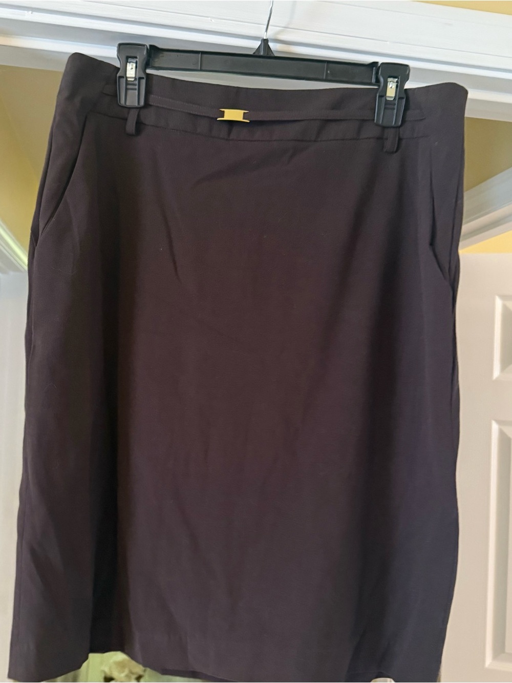 Focus 2000 Brown Pencil Skirt with Gold Accent